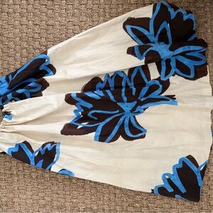 Zara Cream Skirt with Blue and Brown Floral Design